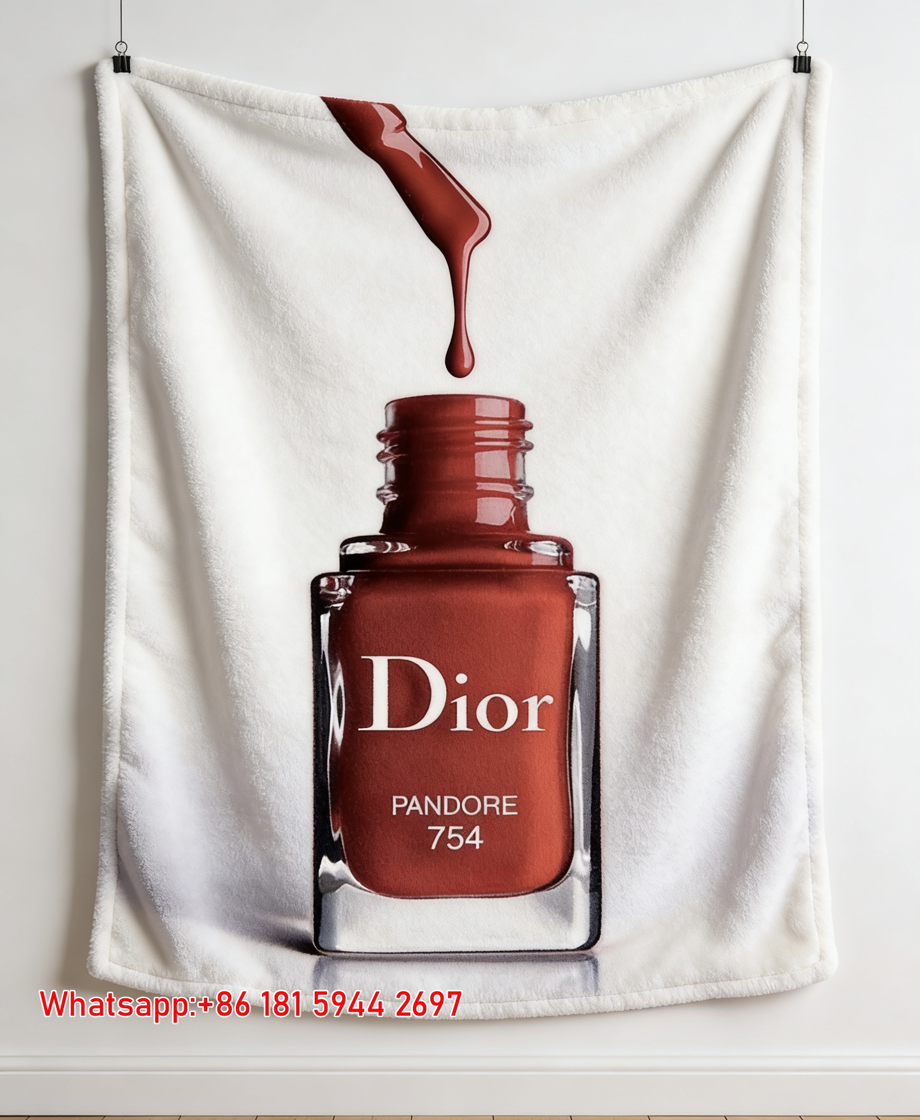 Dior Red Nail Polish Flannel Sofa Throw Blanket D320